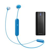 Sony WI-C300 Wireless in-Ear Headphones, Blue (WIC300/B) with Compact 2200mAh Rechargeable Power Bank