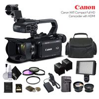 Canon XA11 Compact Full HD Camcorder 2218C002 with 64GB Memory Card, Extra Battery and Charger, UV Filter, LED Light, Case, Telephoto Lens, Wide Angle Lens, and More - Advanced Bundle