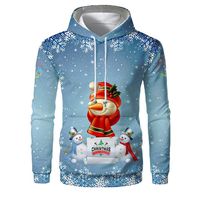 Kstare Men's Christmas Winter Hoodies Santa 3D Print Sweater Funny Sweatshirt Tops Blue