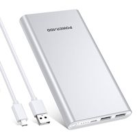 Poweradd 2ND Gen Pilot 2GS 10000mAh Power Bank, Dual USB Port 3.4A Portable Charger with High-Speed Charge for iPhone, Ipad, Samsung, Mobile Phones and Tablet- Silver