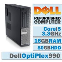 Dell OptiPlex 990 DT/Core i5-2500 Quad @ 3.3 GHz/16GB DDR3/80GB HDD/DVD-RW/No OS