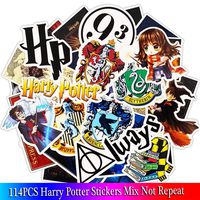 Harry Potter Water Bottle Stickers,114pcs Pack Vinyl Decal Sticker Waterproof Durable Trendy Vinyl Laptop Decal Stickers Pack for Fan Gifts, Skateboard Stickers