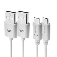Silicon Power QC 3.0 USB Type-C to USB-A 2.0 Fast Charging Cable, 3.3 ft (2 Pack), White