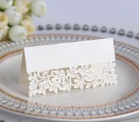 Cozy Villa 25 Pack Name Cards 3.5'' x 3.5'' Ivory Small Tent Cards with Laser Cut Border for Wedding Reception