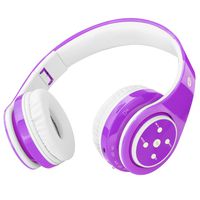 Kids Headphones Bluetooth Wireless On-Ear Foldable Stereo Sound Headset, Safey Volume Limited, Long Playing time, SD Card Slot, Build-in Mic 3.5mm Jack Wireless/Wired Headphones(Purple)
