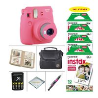 Fujifilm Instax Mini 9 Instant Camera (Flamingo Pink) + Fujifilm Instax Film 50 Sheets + 4 Batteries & Charger + Photo Album + Convenient Case + More