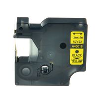 NineLeaf 1 Pack Black on Yellow 7m 23ft Label Tape Compatible for DYMO 45018 D1 12mm 1/2" LabelManager 100 120P 150 160 200 210D 220P 260P 280 Printers