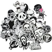 Dr.Qiiwi 100pcs Random New Styles DIY Vinyl Decal Car-Styling Bumper Stickers Graffiti Patches For Car Motorcycle Bicycle Luggage Notebook Laptop Skateboard (Black and White)