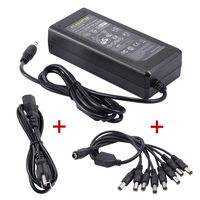 COOLM 60W AC DC Adapter 12V 5A Power Supply Adapter 5.5X2.5mm with 8-Way Power Splitter for CCTV Camera