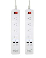Wellent Multi Functional Power Strip 4 AC Electrical Outlets 4 USB Quick Charging Ports, UL Listed Long 6ft Cord Suitable Home & Office - 2Pack