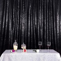Eternal Beauty Satin Sequin Backdrop Curtain, Glittery Photography Backdrops, Thick Non-Transparent Shiny Party Sequin Curtain (Black,6Ft x 6Ft)