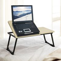Breakfast Laptop Tray, HOUSEINBOX.COM Foldable Bed Desk Sofa Couch Table Notebook Stand Reading Holder Wood Top (Beech Black)