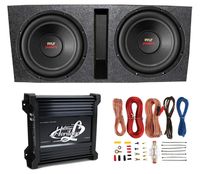 2) Pyle 15" PLPW15D Subwoofers + Vented Box + Lanzar 2 Channel Amp + Wiring Kit