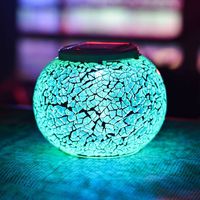 Color Changing Solar Powered Glass Ball Garden Lights, Aukora Solar Table Lights Waterproof Solar Led Night Light for Patio Garden Halloween Christmas Outdoor Decoration, Ideal Gift(Crack Glass)