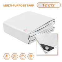 TANG Sunshades Depot 12 x 12 Feet Heavy Duty 10 Mil White Cover Tent Shelter Camping Tarpaulin Multi Purpose Waterproof Poly Tarp Cover Reinforced Rip-Stop with Grommets