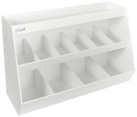 TrippNT 50093 White PVC Plastic Storage Bin with 10 Fixed Compartments, 24" Width x 16" Height x 10.75" Depth, 1 Shelf