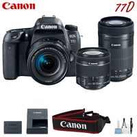Canon EOS 77D Digital SLR Camera with 18-55mm & 55-250mm Lenses Kit (International Model)