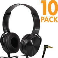 Bulk Classroom Headphones - 10 Pack - Over Ear Student Head Phones: Perfect for Kids in Classrooms, Schools, Libraries, Class Set (Great Value, Durable, Noise Reducing, Comfortable Fit, Easy to Clean)