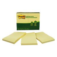 Post-it Greener Notes, America's #1 Favorite Sticky Note, 4 x 6-Inches, Canary Yellow, Lined, 12-Pads/Pack