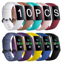 ODELENWA Waterproof Replacement Bands Compatible with Fitbit Charge 3 and Charge 3 SE, 10-Pack Water Resistant Fitness Wristbands Sport Strap for Women Men, Small, Large