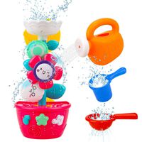 GOODLOGO Flower Bath Toys Bathtub Toys for Toddlers Babies Kids 1 2 3 Year Old Girls Boys Gifts with 1 Mini Sprinkler 2 Toys Cups Strong Suction Cups Gifts Ideal with Color Box
