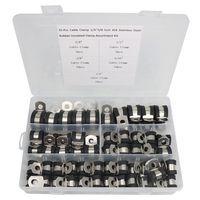 Cable Clamp 55 Pieces 304 Stainless Steel Rubber Cushion Pipe Clamps Assortment with 5 Size 1/4'' 5/16'' 3/8'' 1/2'' 5/8'' Metal Cable Clamp Kit
