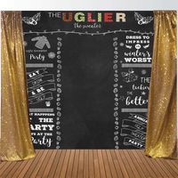 Allenjoy 8x8ft Ugly Sweater Party Backdrop Winter Merry Xmas Photography Supplies Tacky Chalkboard New Year Decorations Kids Birthday Holiday Festival Cake Smash Props Favors Baby Shower Background