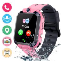 Smart Watch Waterproof Android, HD Touch Screen Sports Kids Smartwatch Phone Support Two-way call SOS AGPS+LBS positioning Alarm Clock Camera Learning Games for Boy Girl Birthdays Gift Age 3-12