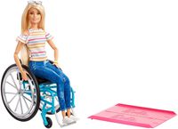 Barbie Fashionistas Doll, Blonde with Rolling Wheelchair and Ramp, for 3 to 8 Year Olds