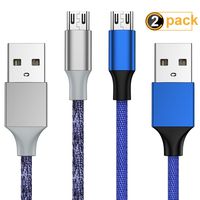 Charger Cable for Xbox One Controller - 2 Pack 10FT Nylon Braided Micro USB 2.0 Charge and Play Data Sync Cord for Xbox One S/X, Playstation 4, dualshock 4 Controller, Samsung, Android Phone