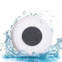 Pokanic HD Water Resistant Bluetooth Shower Speaker, Waterproof Handsfree Portable Speakerphone Built-in Mic Control Buttons Suction Cup (WHITE)