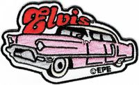 Elvis Presley Pink Caddy Embroidered Iron-On Patch [White - 3.75" x 2.25"]