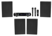 Rockville 1000W Bluetooth Receiver+(4) Wall Speakers+Mics 4 Restaurant/Bar/Cafe