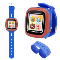AOLEE Kids Smart Watch Games Timer Alarm （NEW）Clock Camera Pedometer Touchscreen-Bonus Wristband（Blue）