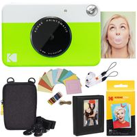 Kodak Printomatic Instant Camera (Green) Deluxe Bundle + Zink Paper (20 Sheets) + Deluxe Case + Photo Album + Hanging Frames + Comfortable Neck Strap