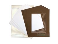 THE DISPLAY GUYS 8x10 Pack of 25 Brown Picture Photo Matting Mat Boards + Backing Boards + Clear Plastic Bags Complete Set
