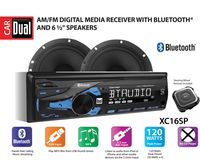 Dual Electronics XC16SP High Resolution LCD Single DIN Car Stereo Receiver with Built-in Bluetooth, USB, MP3 Player & Two 2-Way High Performance 50 Watt 6.5-inch Car Speakers