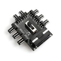RLECS 3Pin Computer Cooling Fan 8 Way PC Fan Hub 2 Level Speed Controller PCB Adapter IDE Molex 1 to 8 Multi Way Splitter