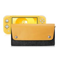 Polaland Switch Lite Felt Case, Portable Carrying Leather Bag Slim Protective Travel Pouch for Nintendo Switch Lite 2019 with 4 Game Cartridges Holders and Magnetic Clasp -Yellow
