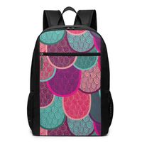 O-X_X-O Colorful Mermaid Fish Scales Women & Men 17 Inch Classic Polyester Backpack School Bag Outdoor Rucksack Camping Travel Laptop Backpack