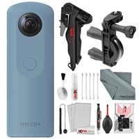 Ricoh Theta SC 360° Spherical Video/Still Digital Camera (Blue) with Bike Mount, Xpix Stable Tripod, and Deluxe Camera Lens Cleaning Kit