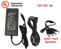 EVERTECH UL Certified 12V DC 5A Amper 5000 mA Power Adapter with 1 Male to 4 Female Splitter Cable for CCTV Surveillance Cameras