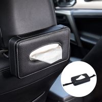Mr.Ho Luxury Black Leather Car Back Seat Headrest Hanging Tissue Holder Case Mount, Multi-use Car Tissue Paper Holder with One Tissue Refill for Car & Truck Decoration