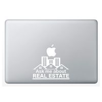 Crazy4Decals Ask ME About Real Estate Decal Vinyl Sticker for Laptop Notebook MacBook Air/Pro Dell HP Walls Windows, Computers, Water Bottles and More (White / 6")