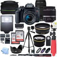 Canon EOS Rebel T7i DSLR Camera with EF-S 18-55mm is STM & Canon 75-300mm Lens + 2X 32GB Ultra SDHC UHS Class 10 Memory Card + Accessory Bundle (2 Lens Kit EF-S 18-55mm & EF 75-300mm)