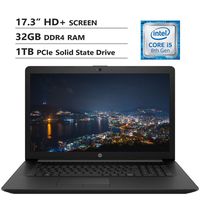 HP Notebook 17.3" HD+ Screen Laptop. Intel Core i5-8265U Up to 3.9GHz, 32GB DDR4 RAM, 1TB PCIe Solid State Drive, Wi-Fi+Bluetooth Combo, HDMI, USB 3.0, RJ-45, DVD-RW, Windows 10, Black