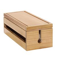 Wooden Cable Management Box Cord Organizer Box for Extension Cord Power Stripe Surge Protector Wire Management Concealer Organizer Cover Hider for Desktop Home Office TV Computer (Light Natural)