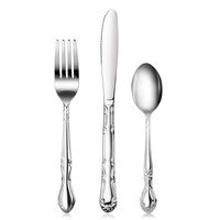 New Star Foodservice 58840 Stainless Steel Rose Pattern 3 Piece Flatware Set, Service for 12, Silver...