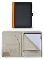 Deluxe Faux Leather Padfolio Portfolio Document Organizer with Zippered Closure Storage Pouch for Tablet PC/iPad/Kindle, Magnetic Closing Strap, Business Card Holders, Legal Size Writing Pad Included
