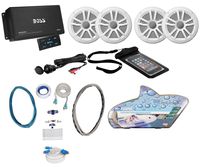 Boss ASK904B.64 4-Channel 500W Marine Amplifier W/Bluetooth+(4) Speakers+Amp Kit